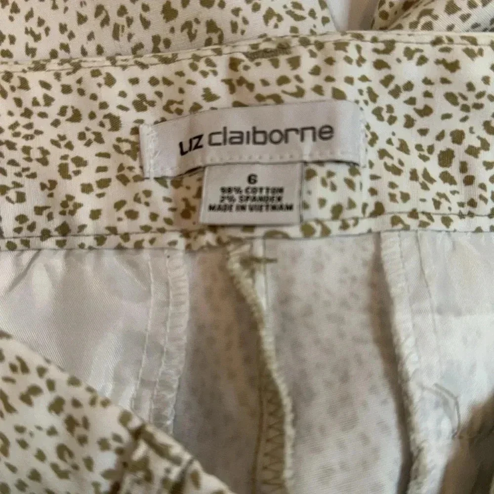 Liz Claiborne white and tan pants